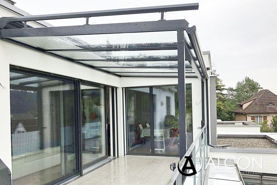Алюминиевая стеклянная крыша для террасы в Коврове